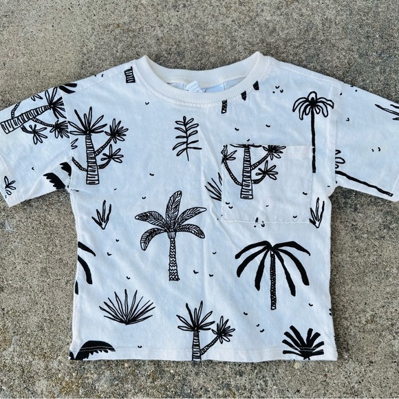 Zara Kids Palm Tree Print T-Shirt - Black and White - Picture 1 of 5
